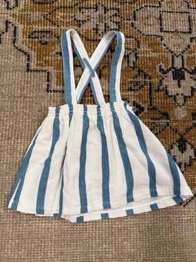 NWT H&M Blue and White Striped Suspender Skirt size 2-3T